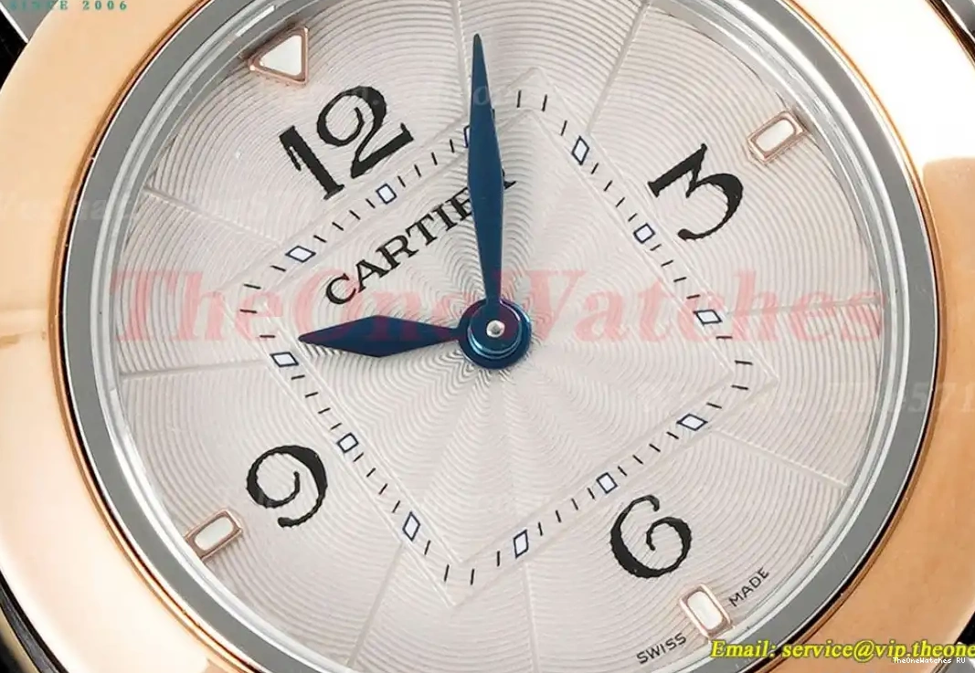 30mm Cartier Pasha RG De AF Black Quartz LE White Ladies Dial 0324